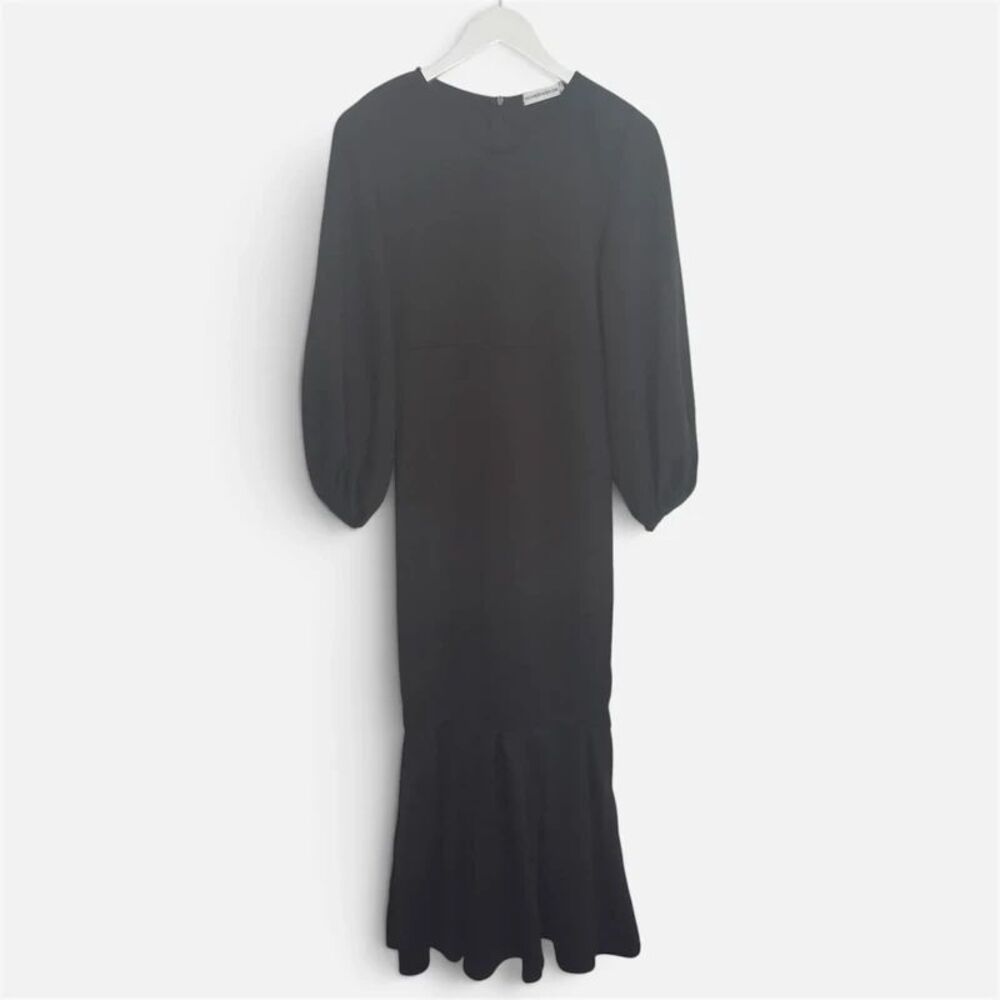 NEW Metamorphosis Girl Black Puff Sleeve Drop Waist Pleated Midi Dress XL